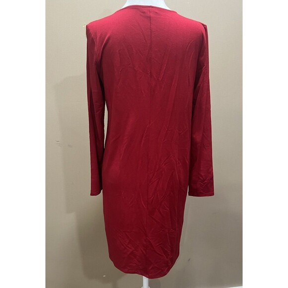 J. Jill Wearever Collection Red Pleated Dress, 3/4 Sleeves, Petite Small - Picture 2 of 9